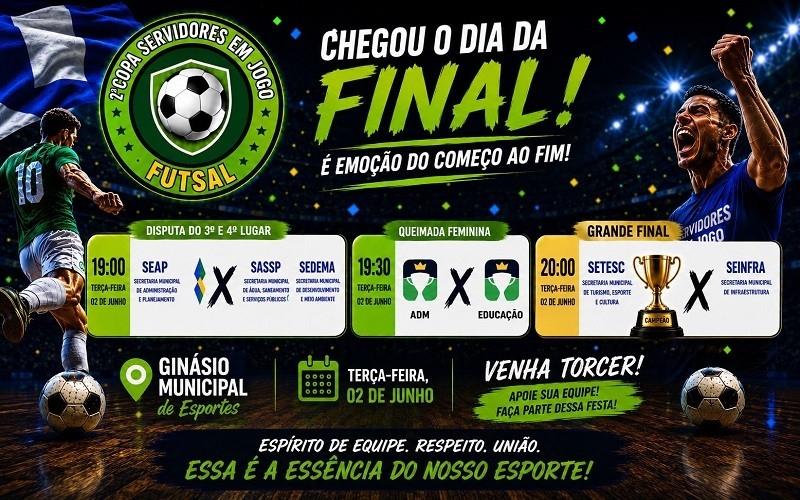 Chegou o Dia da Grande Final da 2ª Copa Servidores em Jogo de Futsal