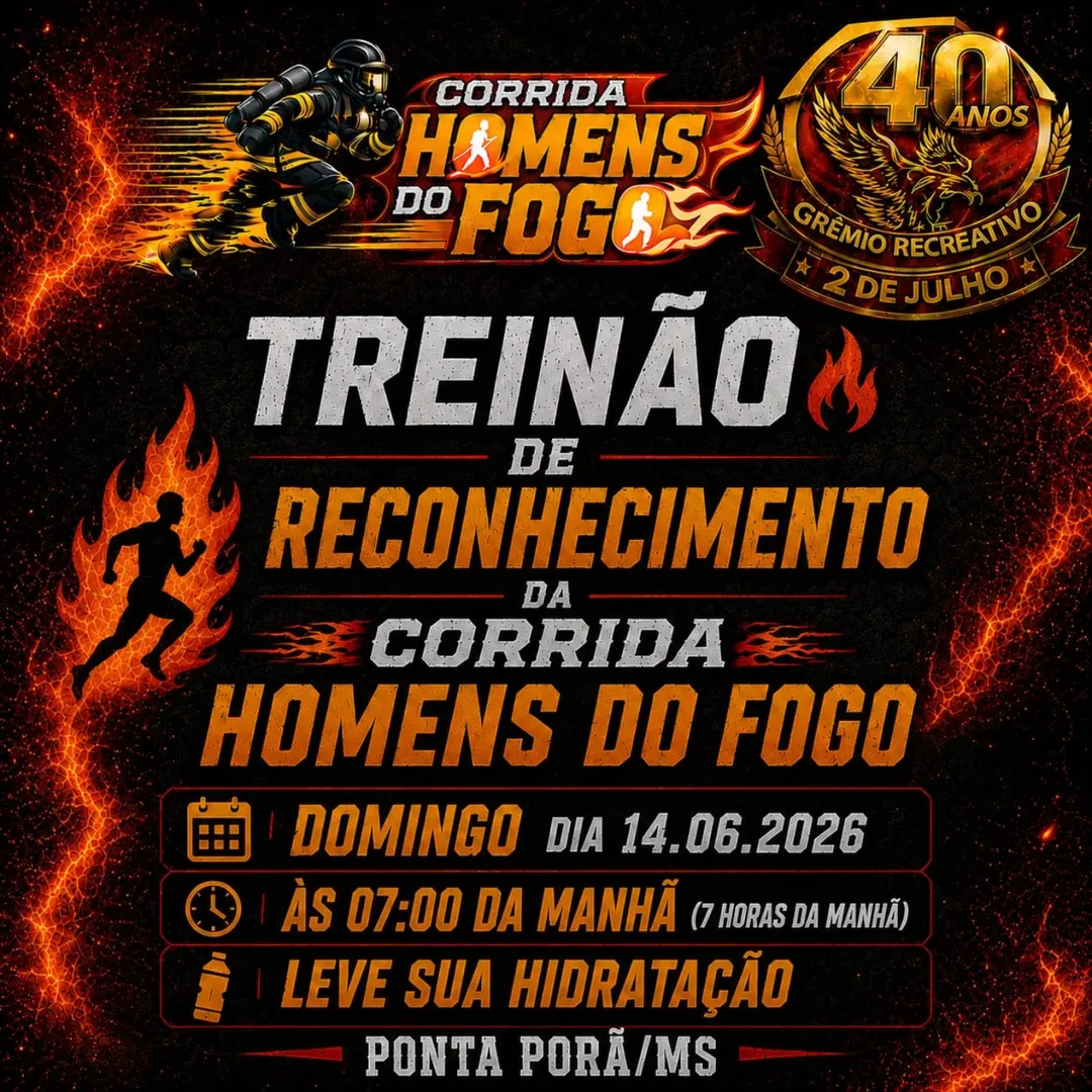 Treinão preparatório para a Corrida Homens do Fogo 2026 será realizado em Ponta Porã