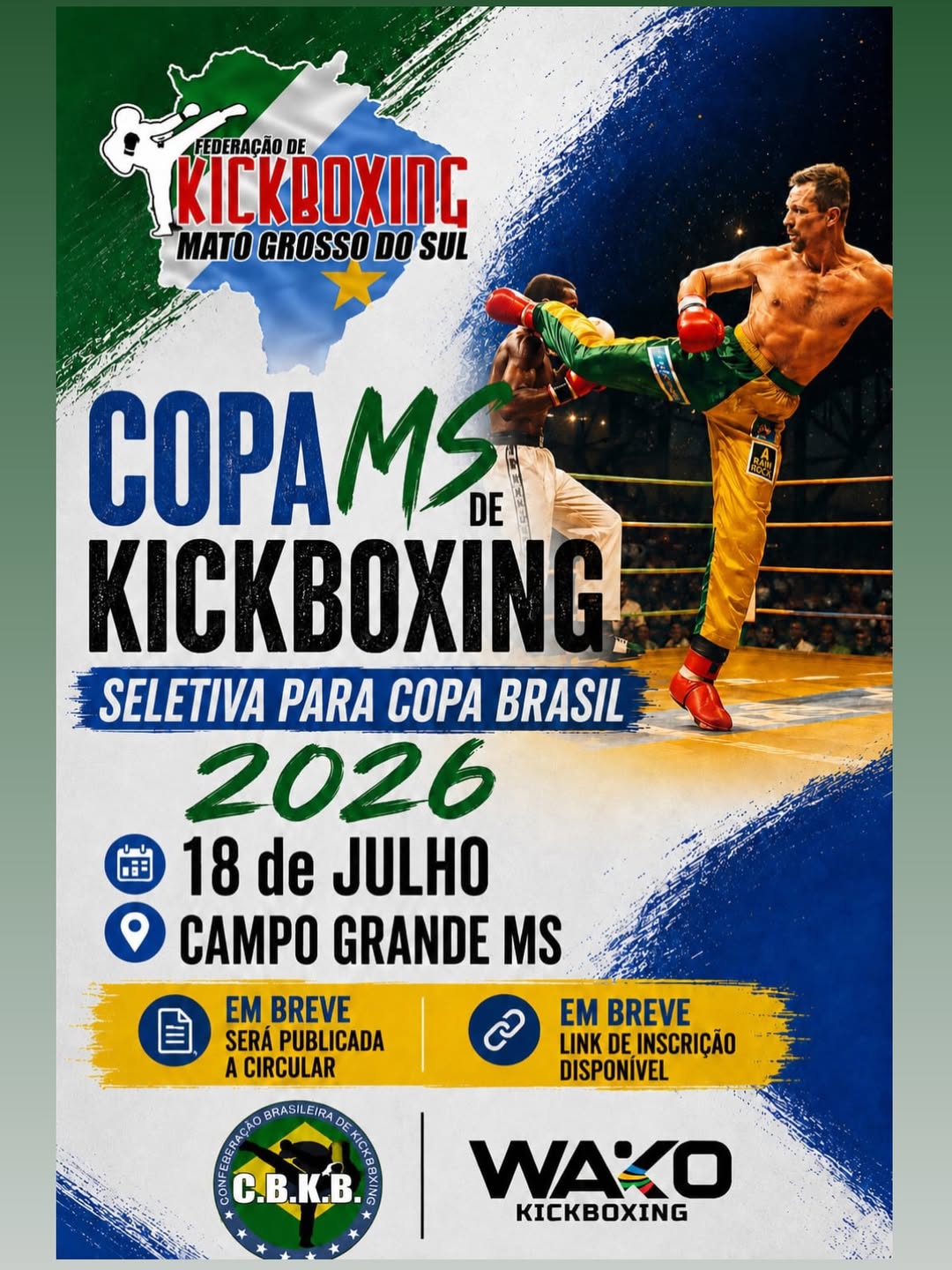 Copa MS de Kickboxing 2026 definirá representantes de Mato Grosso do Sul