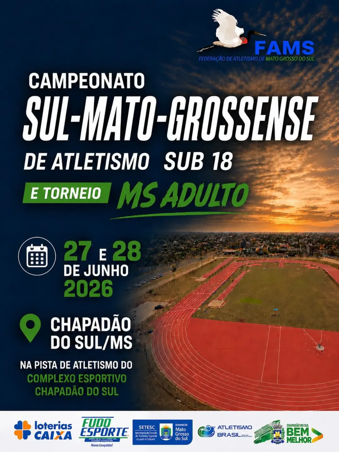 Campeonato Sul-Mato-Grossense de Atletismo Sub-18 será realizado em Chapadão do Sul