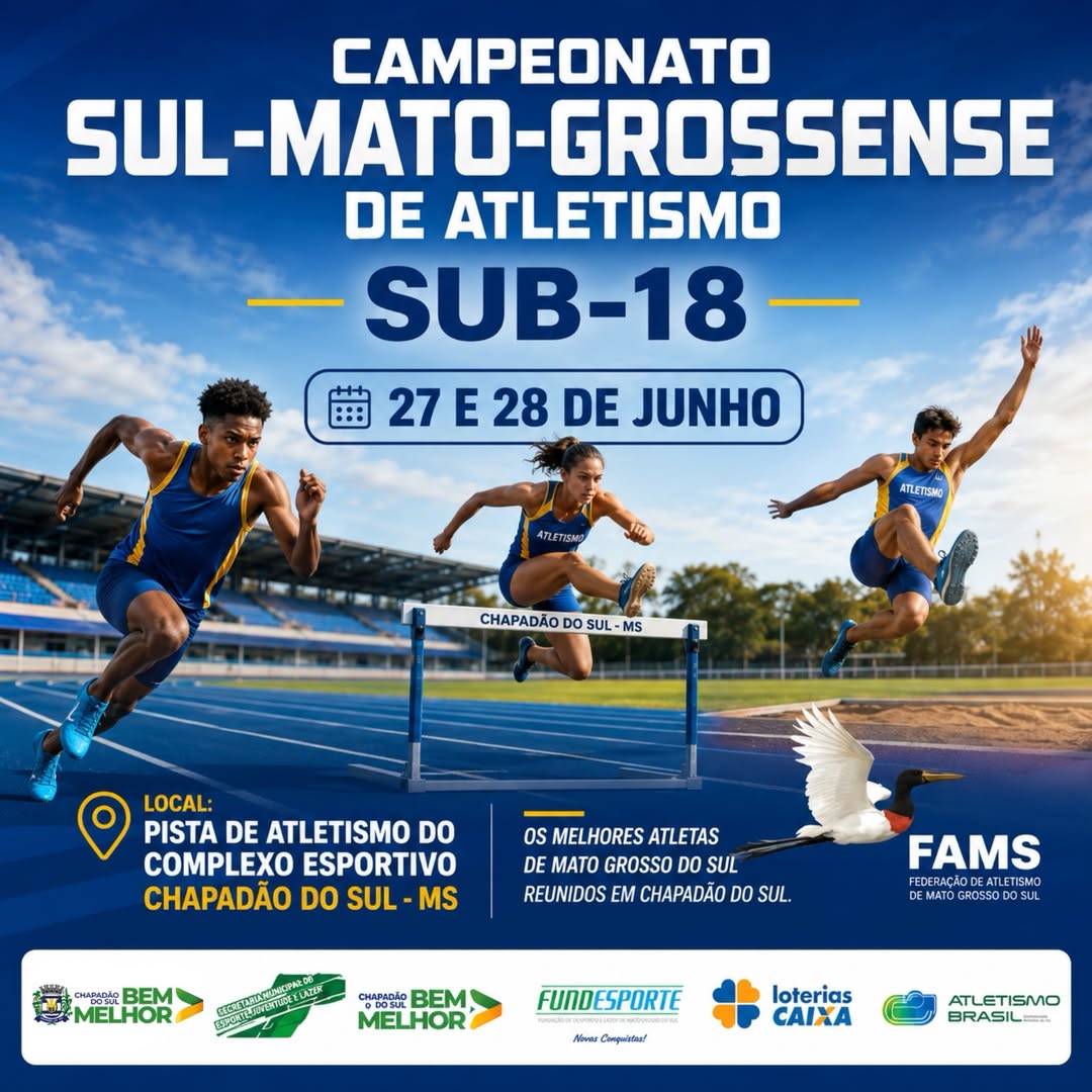Campeonato Sul-Mato-Grossense de Atletismo Sub-18 será realizado em Chapadão do Sul