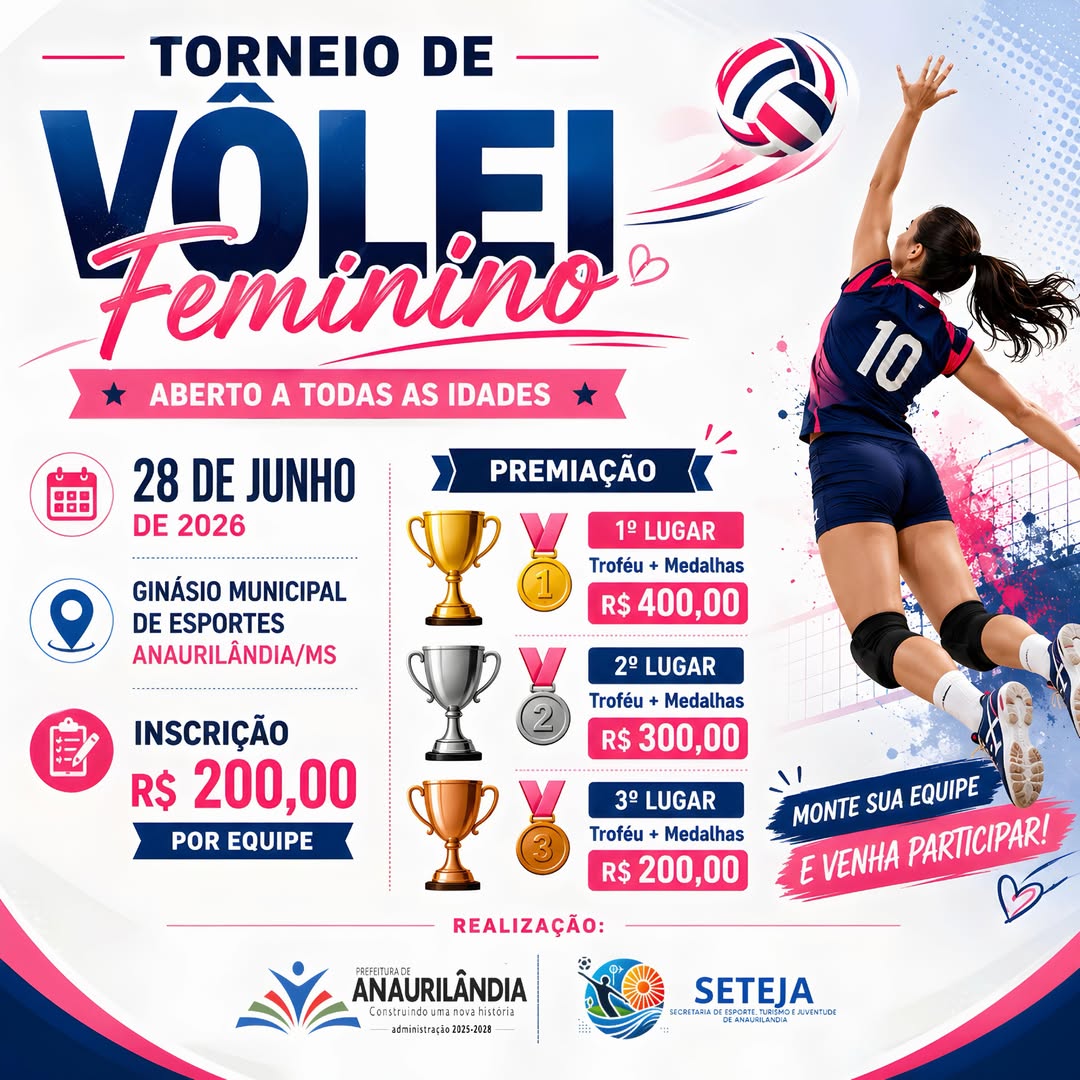 Torneio de Vôlei Feminino será realizado em Anaurilândia