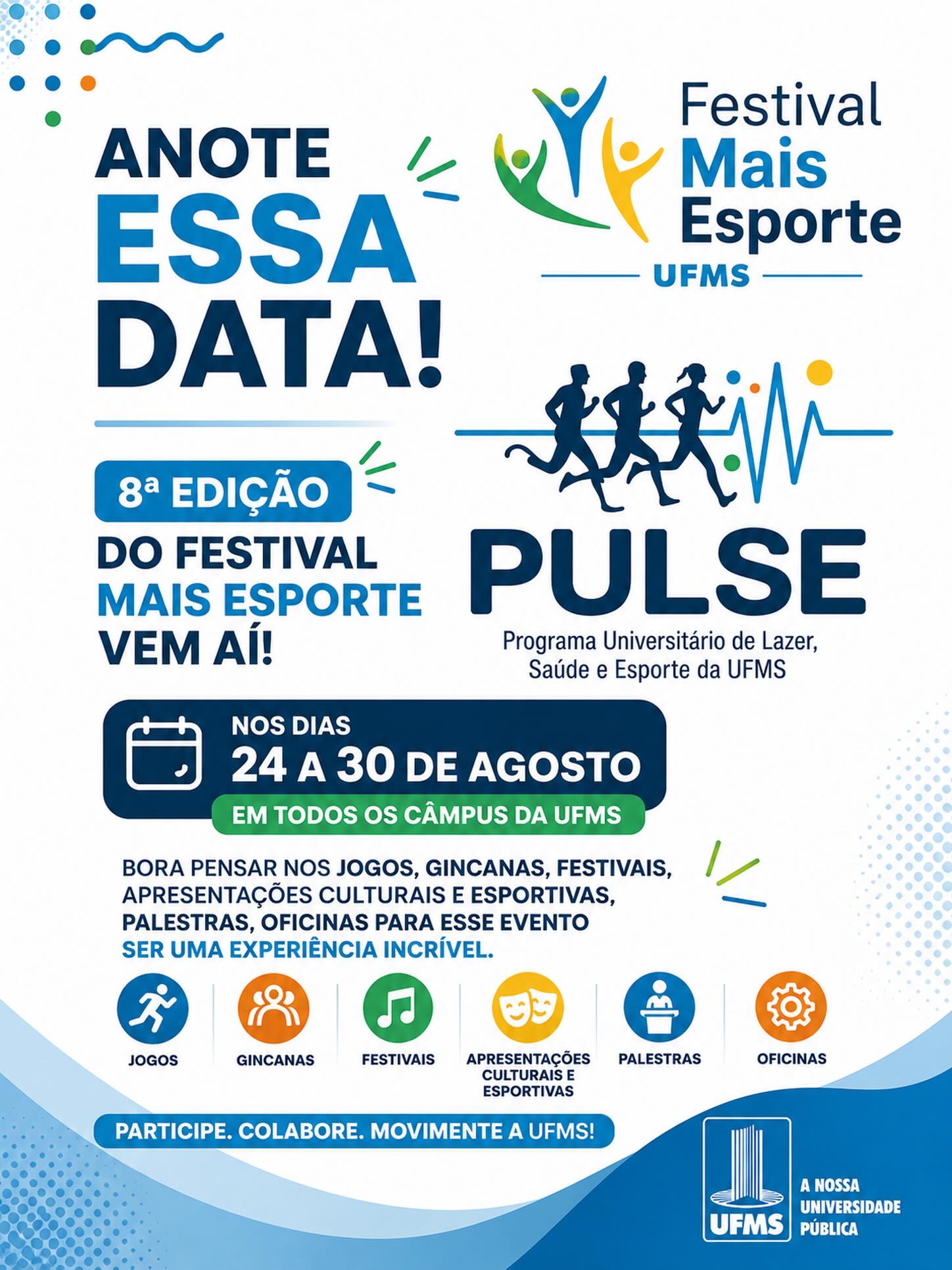 8º Festival Mais Esporte UFMS reunirá esporte, lazer e integração em todos os câmpus