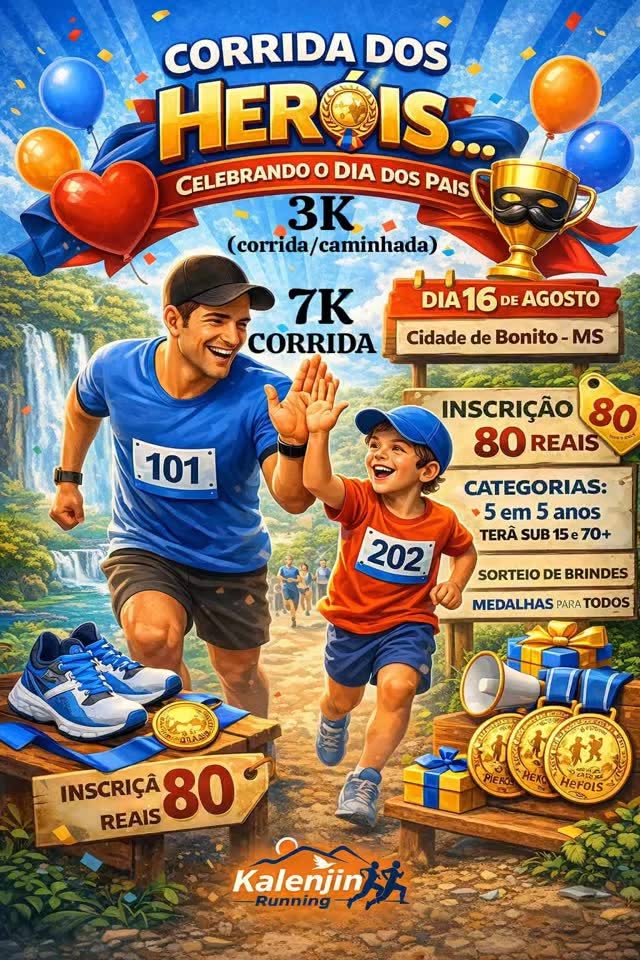 Bonito recebe a Corrida dos Heróis em celebração ao Dia dos Pais
