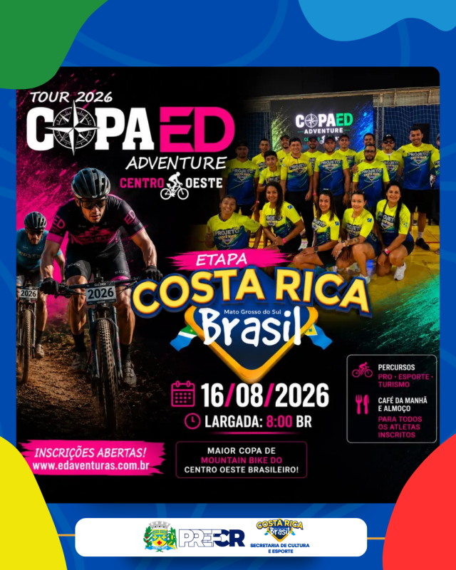 Costa Rica sediará dias 15 e 16 de agosto o Circuito Movimente-se e a 4ª etapa da Copa de Mountain Bike