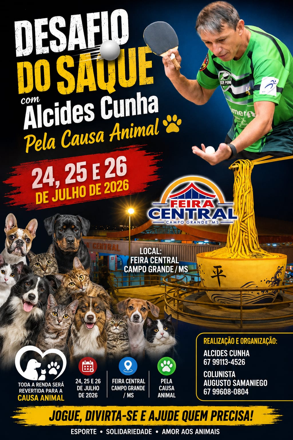 Feira Central em Campo Grande será palco do Desafio do Saque com Alcides Cunha 