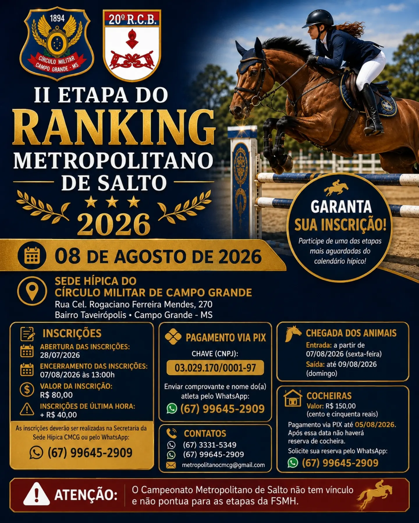 Campo Grande recebe segunda etapa do Ranking Metropolitano de Salto em agosto