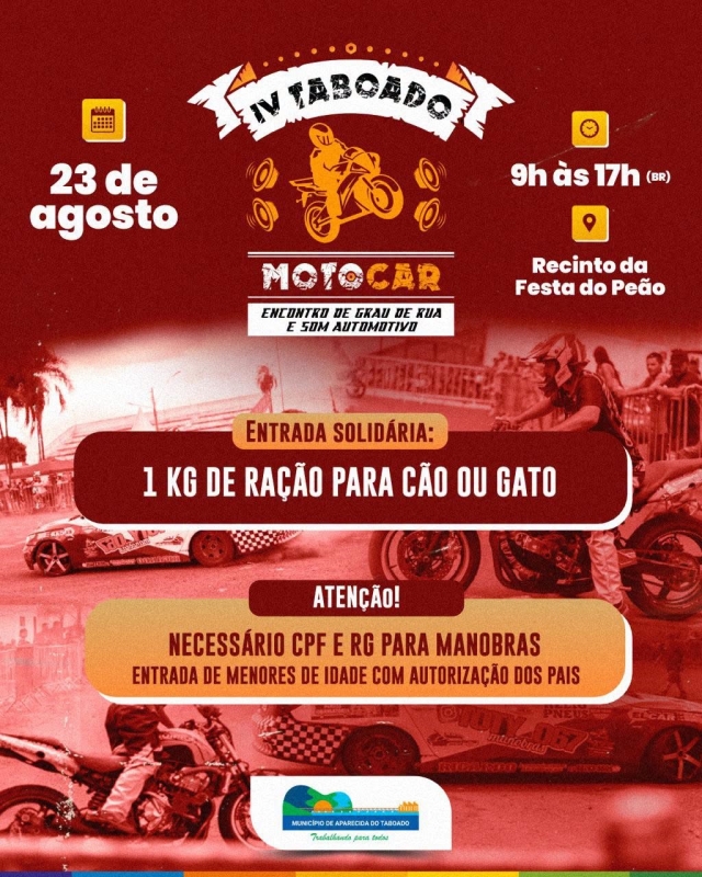 IV Taboado MotoCar reúne manobras e paixão por motores neste domingo (23)